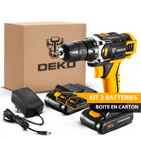 deko perceuse visseuse sans fil sharker 20 volts nombre de batteries au choix distriartisan
