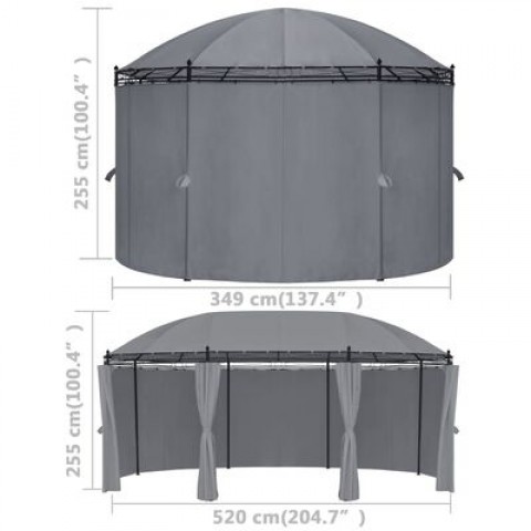 Tonnelle avec rideaux 530x350x265 cm Anthracite