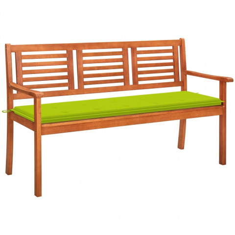 Banc de jardin 3 places avec coussin 150 cm bois d'eucalyptus - Couleur du coussin au choix