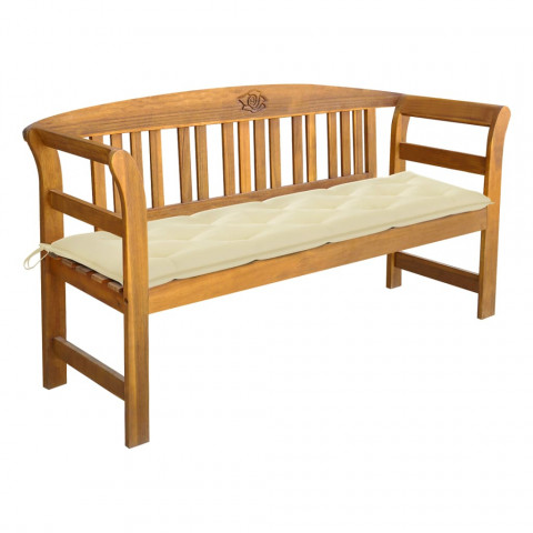 Banc de jardin avec coussin 157 cm bois d'acacia massif - Couleur du coussin au choix