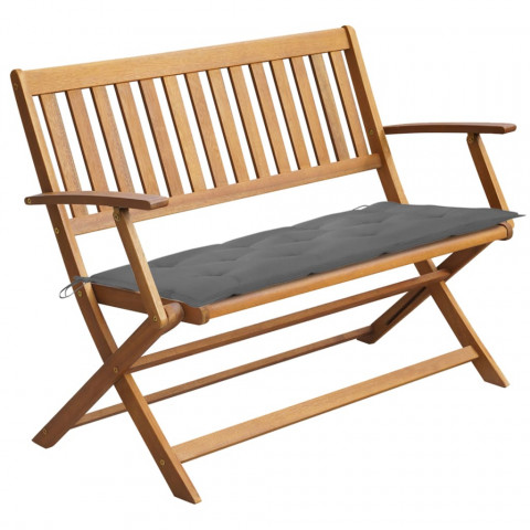 Banc de jardin avec coussin 120 cm bois d'acacia massif - Couleur du coussin au choix