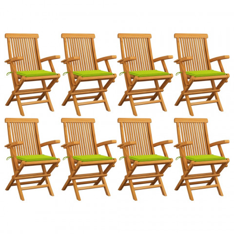 Chaises de jardin avec coussins 8 pcs bois de teck massif - Couleur des coussins au choix