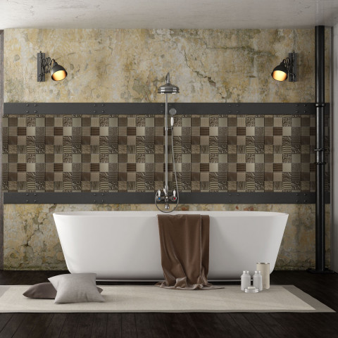 Carrelage mosaïque en verre - Salle de bain/cuisine/salon - Modèle carré marron gris