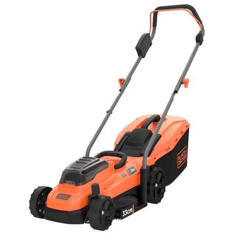 Tondeuse 33 cm 18V de 25 à 65 mm de hauteur, fonction mulching, sac collecteur 35 L - BLACK+DECKER - avec 2 batteries 18v 4Ah et chargeur - BCMW33184L2-QW