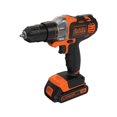 Perceuse-visseuse MULTIEVO - 18V - BLACK + DECKER - avec 1 batterie 18V 1,5Ah - chargeur - coffret - MT218S1A-QW