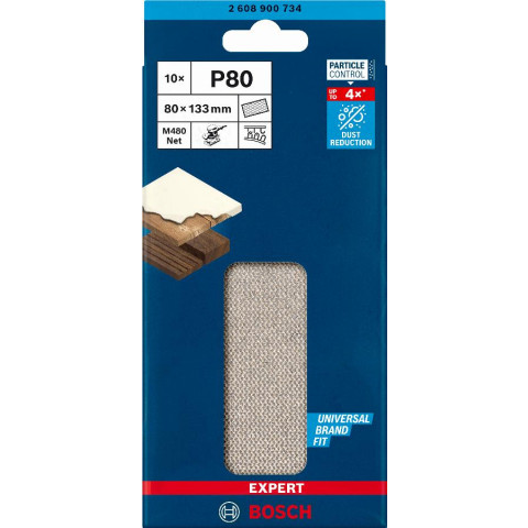 Feuilles abrasives BOSCH EXPERT rectangulaire bois et peinture net M480 - 80X133mm - 2608900734