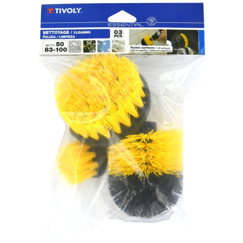 3 pièces : brosses fil Polypropylène souple Ø 50-83-100mm - TIVOLY - XT202220100