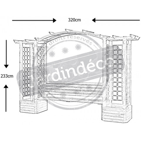 Pergola en pin treillis et banc florence