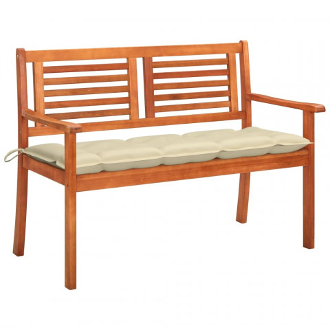 Banc de jardin 2 places avec coussin 120 cm bois d'eucalyptus - Couleur du coussin au choix