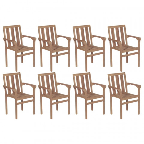 Chaises de jardin empilables bois de teck solide - Nombre de chaises au choix