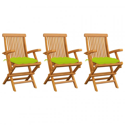 Chaises de jardin avec coussins 3 pcs bois de teck - Couleur des coussins au choix