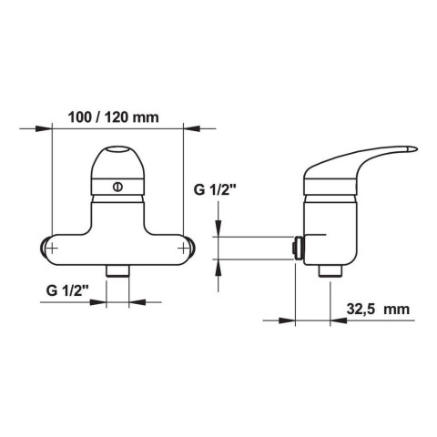 Mitigeur douche et évier Mâle 1/2' à entraxe réglable de 100 à 120 mm - PRESTO - 70753