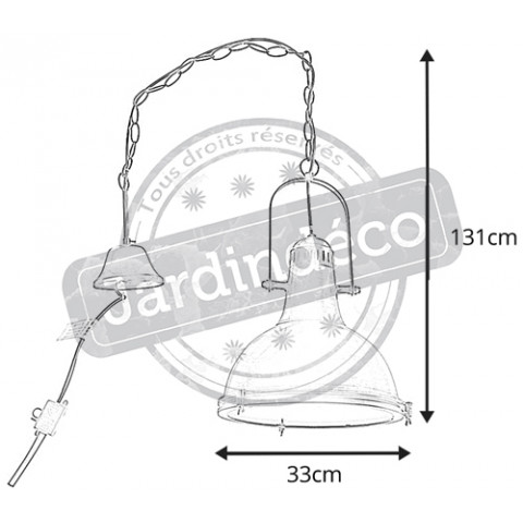 Lampe suspension metal diamètre 33cm