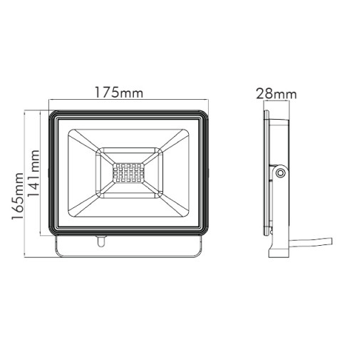 Projecteur led 20w ip65 3000k tigris