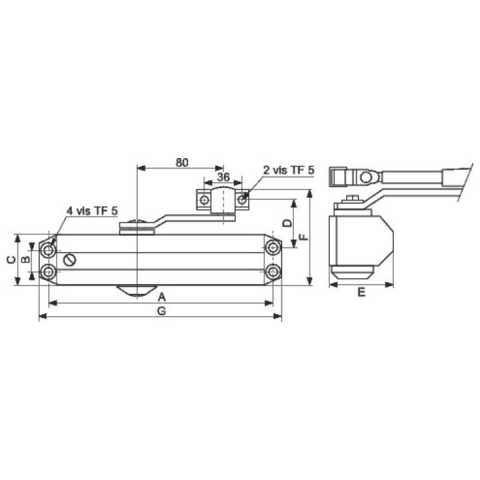 Ferme-porte complet bras standard argent GR 010 force 3 GROOM - 503111