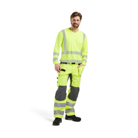 T-shirt à manches longues col V haute-visibilité anti-UV polyester 33851013 - Couleur et taille au choix