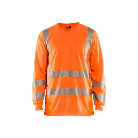 T-shirt à manches longues col V haute-visibilité anti-UV polyester 33851013 - Couleur et taille au choix