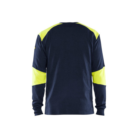 T-shirt manches longues ignifuge retardant flamme Marine/Jaune-Fluo 34571761 - Taille au choix