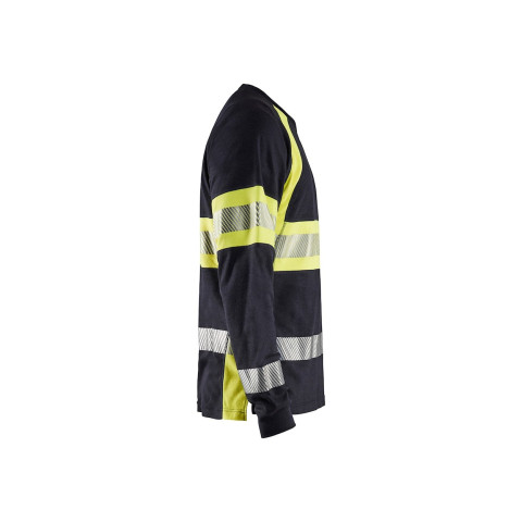 T-shirt à manches longues multinormes Marine/Jaune-Fluo 34841761 - Taille au choix