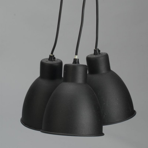 Suspension 3 lampes en métal noir