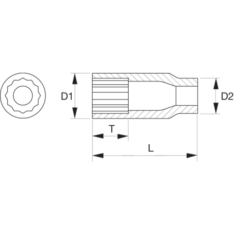 Douille longue 12 pans 3/8 12 mm a7402dm-12 bahco