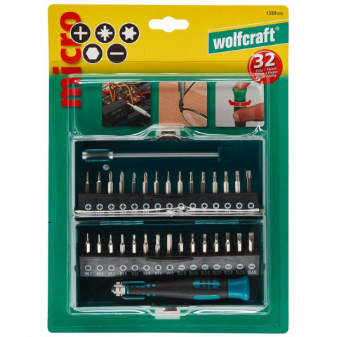 Wolfcraft wolfcraft jeu de micro embouts tournevis 32 pièces 1389000