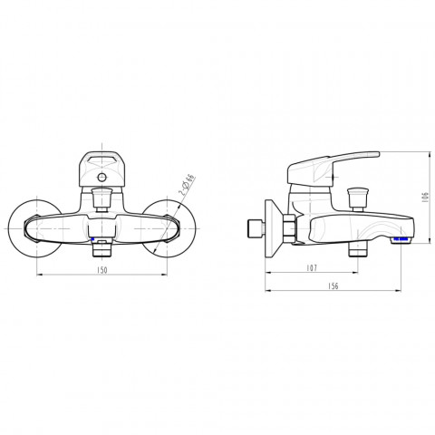 Mitigeur de bain batoni chrome