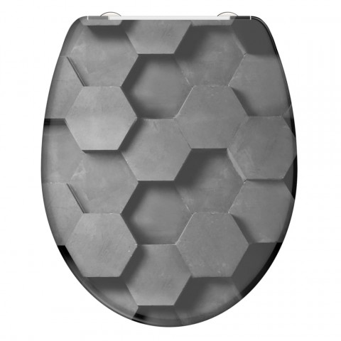Siège de toilette avec fermeture en douceur grey hexagons