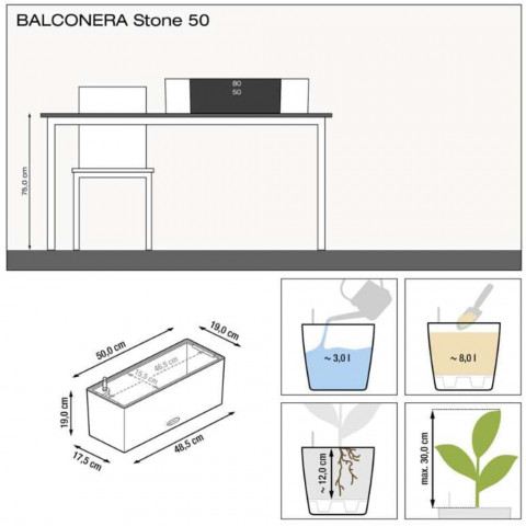 Jardinière balconera color 50 all-in-one - Couleur au choix