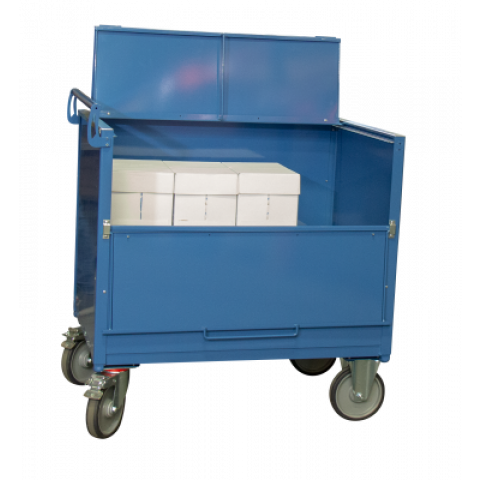 Chariot conteneur tôle avec toit - dimensions plateau au choix