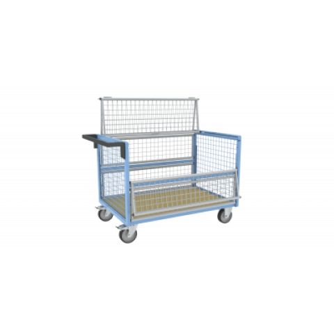 Chariot conteneur grillagé 500 kg - Avec ou sans toit et dimensions au choix