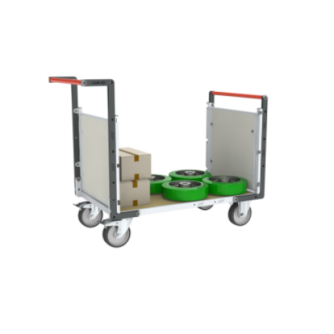 Chariot modulaire PP alvéolaire 2 dossiers, plateau bois médium 1200 x 800 mm, 500 kg