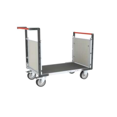 Chariot modulaire PP alvéolaire 2 dossiers plateau bois avec tapis caoutchouc 1200 x 800 mm 500 kg - 806724692