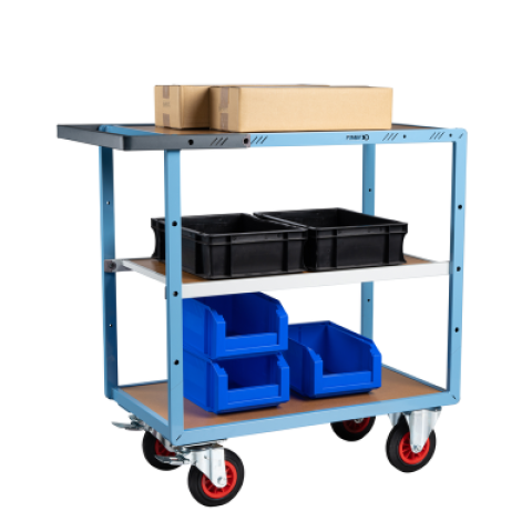 Servante mécano-soudée 3 plateaux médium 850 x 500 mm roues CC 400 kg - 880701232