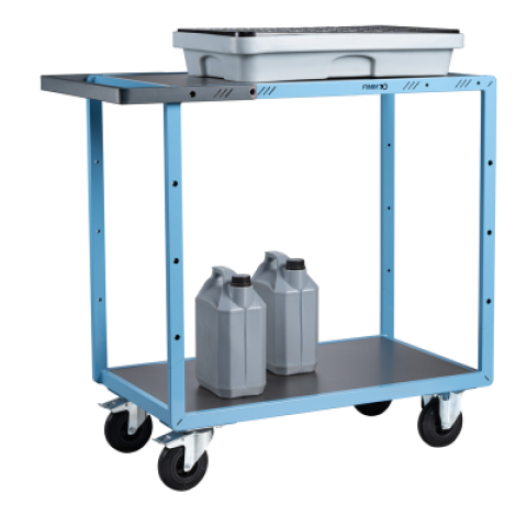 Servante mécano-soudée EVERSTEEL™ 2 plateaux tôle galva 850 x 500 mm roues CC 250 kg - 880701311