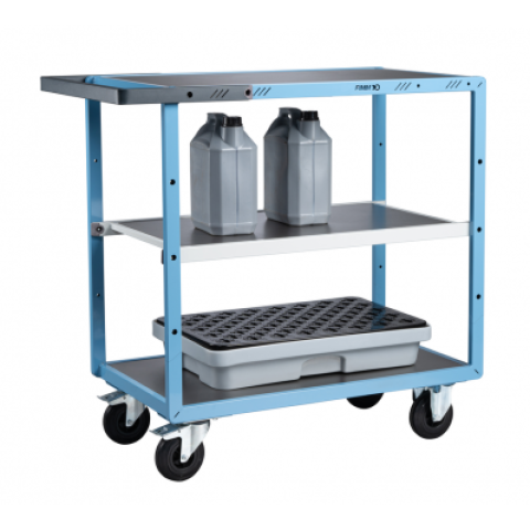 Servante mécano-soudée EVERSTEEL™ 3 plateaux tôle galva 850 x 500 mm roues CC 250 kg - 880701312