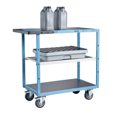 Servante mécano-soudée EVERSTEEL™ 3 plateaux tôle galva 850 x 500 mm roues TPE 250 kg - 880701322