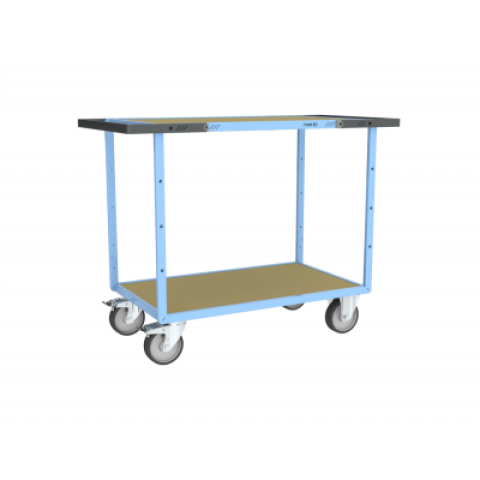 Servante mécano-soudée EVERSTEEL™ double poignées 2 plateaux médium 850 x 500 mm 400 kg - Type de roues au choix