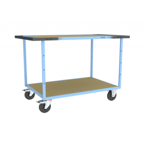 Servante mécano-soudée EVERSTEEL™ double poignées 2 plateaux médium 1200 x 800 mm 400 kg - Type de roues au choix