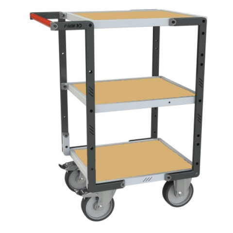 Servante à plateaux bois montée FLAT-PACK™ 400 kg - Nombre de plateaux et dimensions au choix