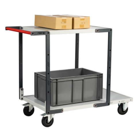 Servante flat-pack 2 plateaux mélaminé 1 plateau 1000 x 600 mm et 1 plateau 700 x 600 mm roues CC 250 kg