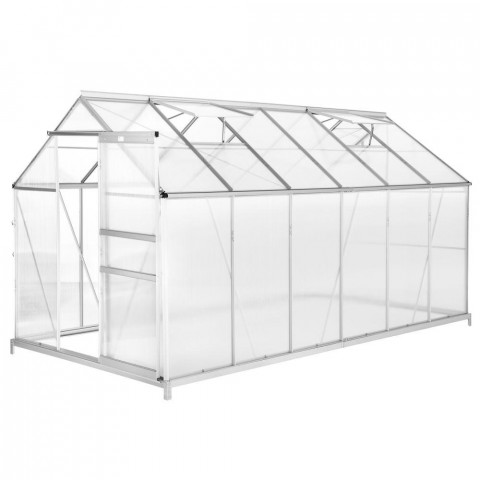 Serre de jardin jardinage outillage aluminium avec embase 375 x 185 x 195 cm 