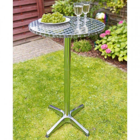 Table de bistro-bar pliable aluminium rond 60 x 60 x (58-115) cm