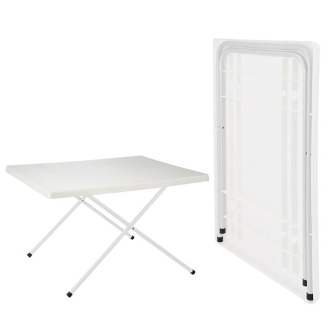 Table pliable réglable de camping blanc 80x60x51/61 cm