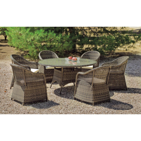 Table jardin ronde paille tressée amanada