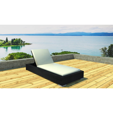 Transat résine tressée noire avec matelas