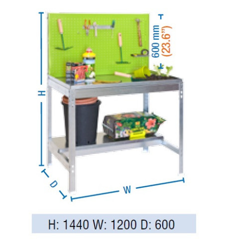 Étagère de rangement 1440x1200x600mm vert/galva charge 600/250 kg bt2 garden simon rack