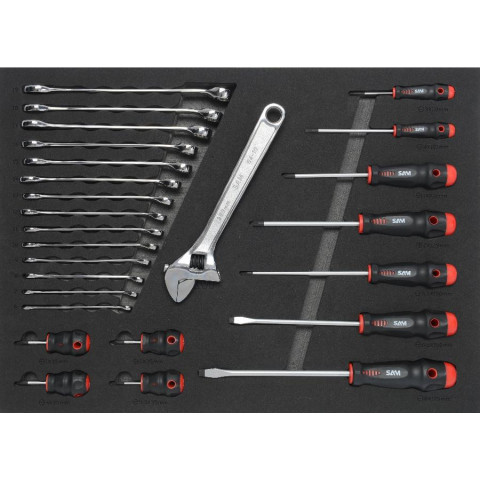 Servante 6 tiroirs + 200 outils de maintenance indus. SAM OUTILLAGE modules abs - 416-200SV