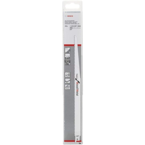 Coffret de 25 lame de scie sabre S 1411 DF Heavy for Wood and Metal longueur 300 mm - BOSCH - 2608657562