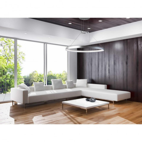 Lustre métallique led anneau suspendu